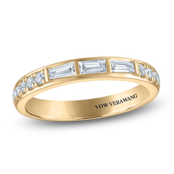 Vera Wang VOW Baguette & Round-Cut Diamond Wedding Band 3/8 ct tw 14K Yellow Gold