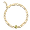Thumbnail Image 1 of Natural Peridot Bezel-Set Solitaire Chain Bracelet 14K Yellow Gold 7.25"