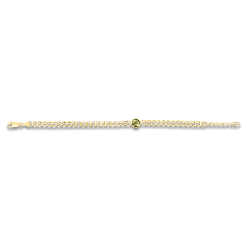 Main Image 3 of Natural Peridot Bezel-Set Solitaire Chain Bracelet 14K Yellow Gold 7.25"