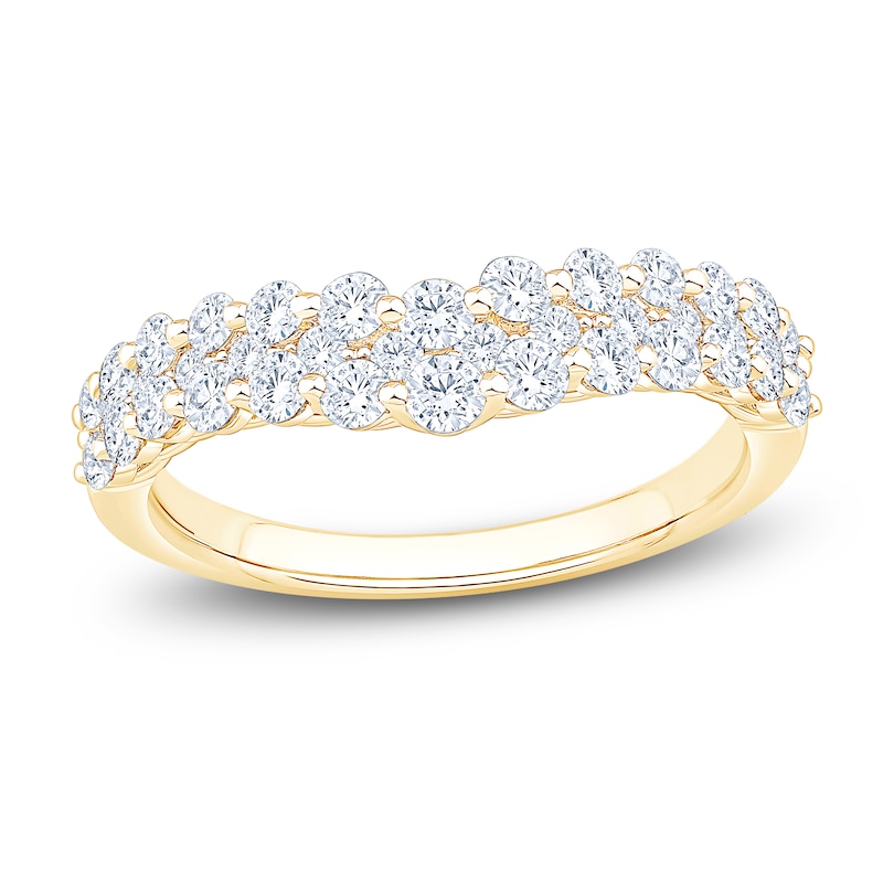 Main Image 1 of Lab-Grown Diamond Three-Row Contour Anniversary Ring 1 ct tw 14K Yellow Gold