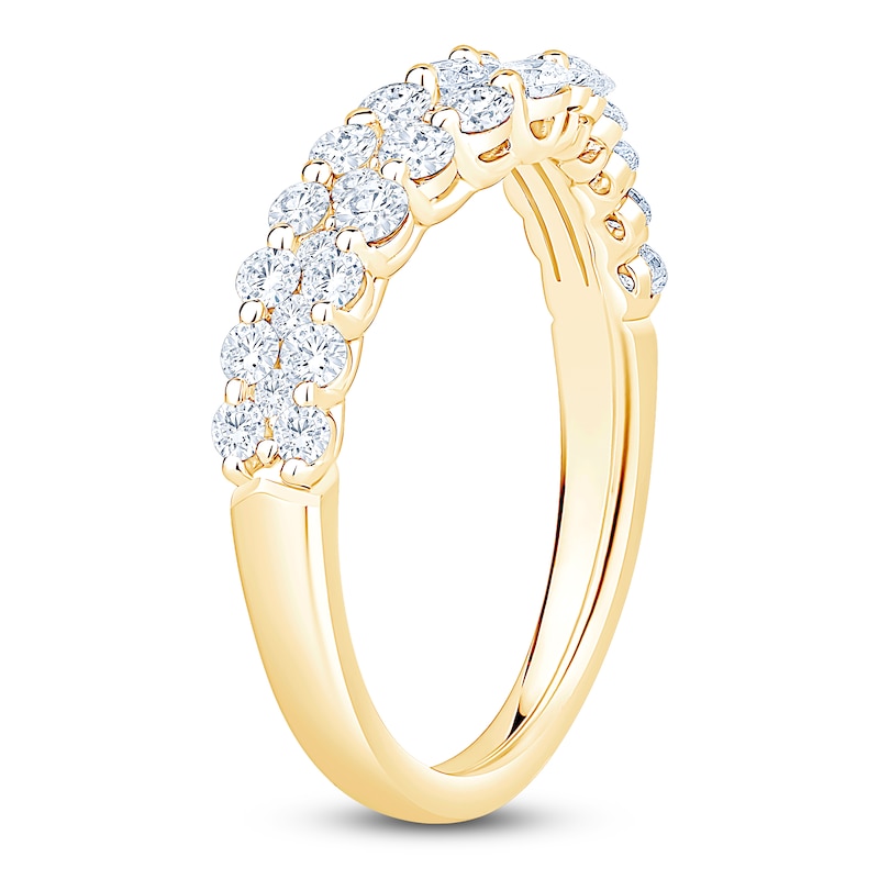 Main Image 2 of Lab-Grown Diamond Three-Row Contour Anniversary Ring 1 ct tw 14K Yellow Gold