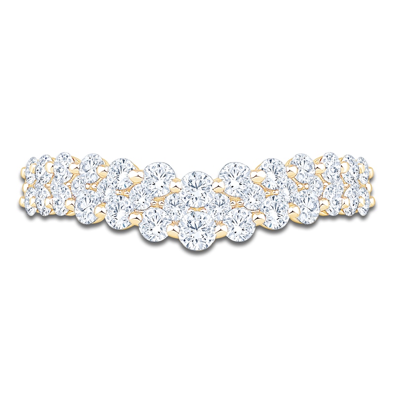 Main Image 3 of Lab-Grown Diamond Three-Row Contour Anniversary Ring 1 ct tw 14K Yellow Gold