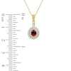 Thumbnail Image 5 of Oval-Cut Natural Ruby & Diamond Halo Necklace 1/5 ct tw 10K Yellow Gold 18"