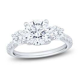 Round-Cut Lab-Grown Diamond Three-Stone Engagement Ring 3 ct tw 14K White Gold