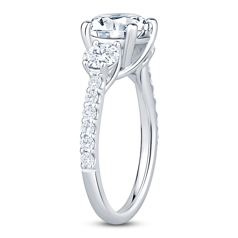 Main Image 2 of Round-Cut Lab-Grown Diamond Three-Stone Engagement Ring 3 ct tw 14K White Gold
