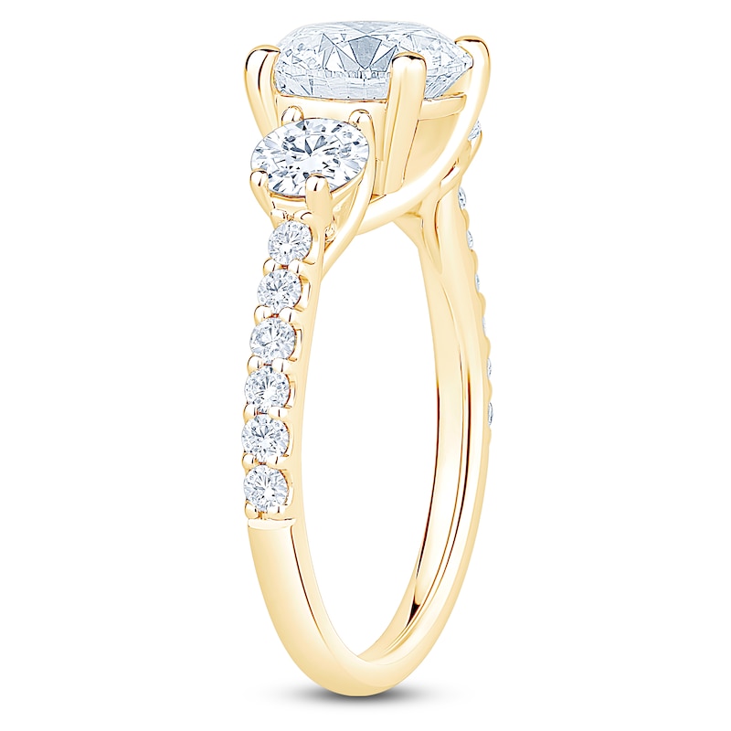 Main Image 2 of Round-Cut Lab-Grown Diamond Three-Stone Engagement Ring 3 ct tw 14K Yellow Gold
