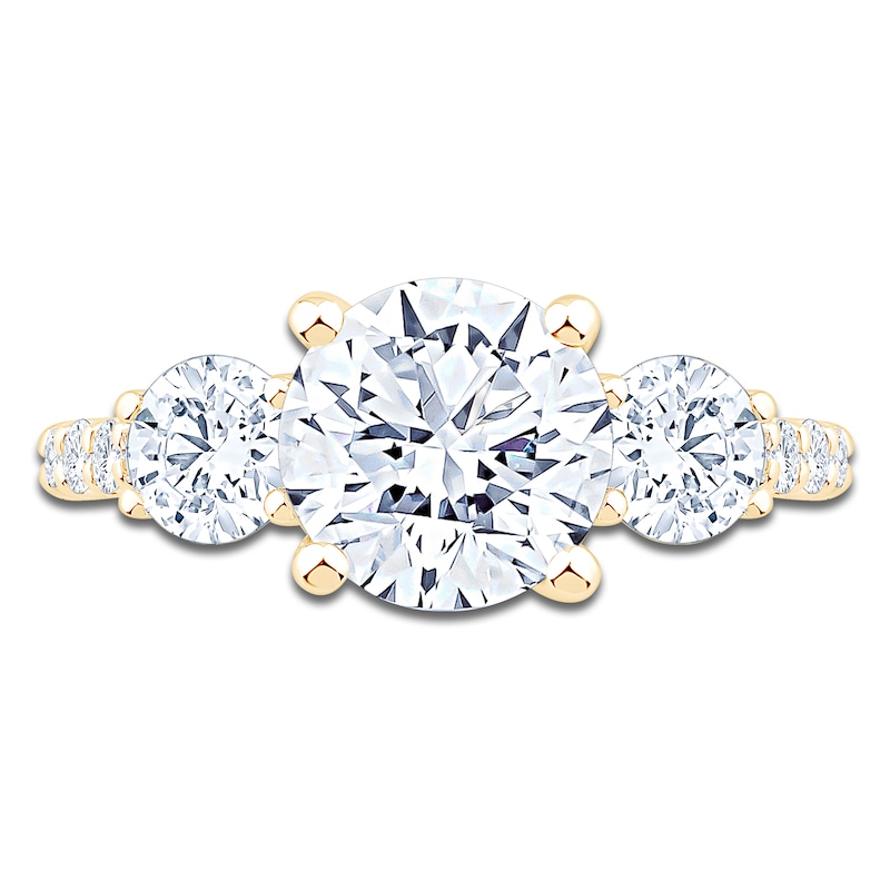 Main Image 3 of Round-Cut Lab-Grown Diamond Three-Stone Engagement Ring 3 ct tw 14K Yellow Gold