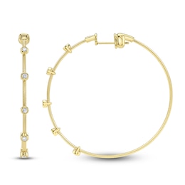 Shy Creation Bezel-Set Diamond Station Hoop Earrings 1/4 ct tw 14K Yellow Gold B22001045V2D1.75