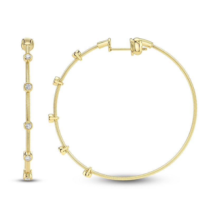 Main Image 1 of Shy Creation Bezel-Set Diamond Station Hoop Earrings 1/4 ct tw 14K Yellow Gold B22001045V2D1.75