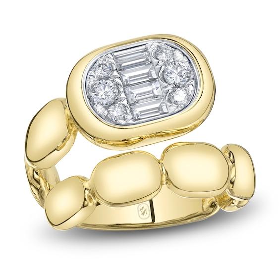 Shy ICON Lumeria Baguette & Round-Cut Multi-Diamond Pillow Wrap Ring 1/2 ct tw 14K Yellow Gold B22001028