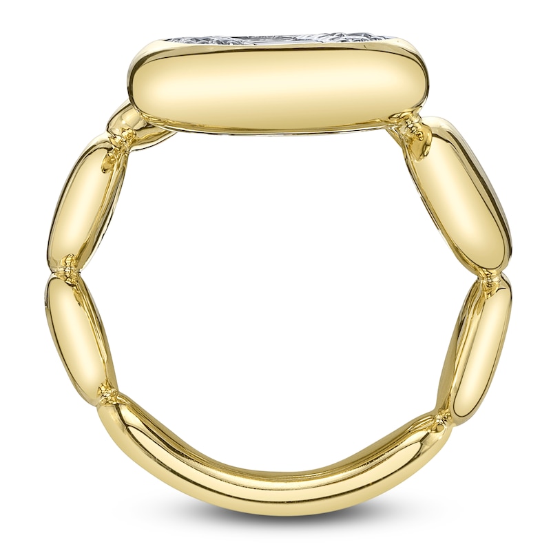 Main Image 2 of Shy ICON Lumeria Baguette & Round-Cut Multi-Diamond Pillow Wrap Ring 1/2 ct tw 14K Yellow Gold