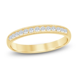 Certified Diamond Channel-Set Milgrain Anniversary Ring 1/4 ct tw 14K Yellow Gold