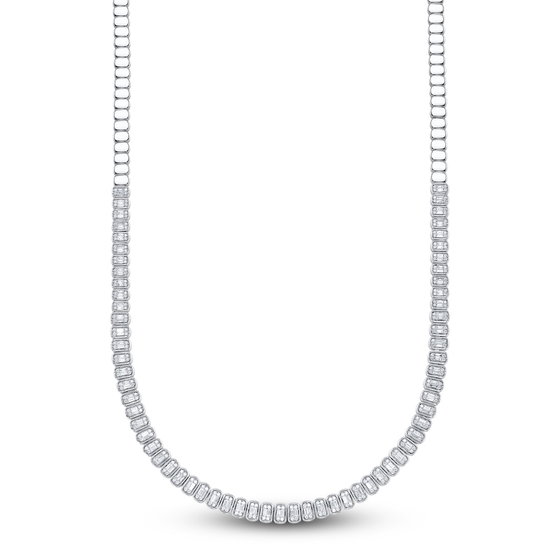 Main Image 1 of Shy Creation Baguette & Round-Cut Multi-Diamond Necklace 2-7/8 ct tw 14K White Gold SC55028121Z17