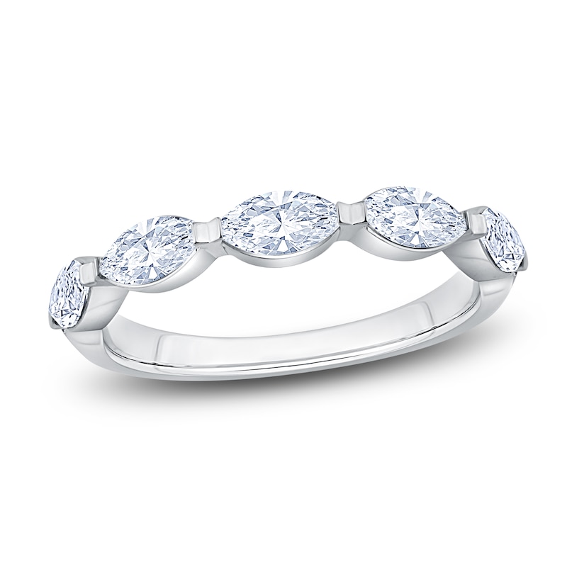 Main Image 1 of Marquise-Cut Lab-Grown Diamond Five-Stone Anniversary Ring 1 ct tw 14K White Gold