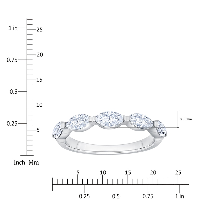 Main Image 4 of Marquise-Cut Lab-Grown Diamond Five-Stone Anniversary Ring 1 ct tw 14K White Gold