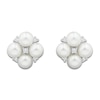 Thumbnail Image 2 of Cultured Pearl & White Lab-Created Sapphire Cluster Stud Earrings Sterling Silver
