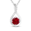 Thumbnail Image 1 of Natural Ruby & Diamond Twist Frame Necklace 1/20 ct tw 10K White Gold 18"