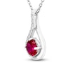 Thumbnail Image 2 of Natural Ruby & Diamond Twist Frame Necklace 1/20 ct tw 10K White Gold 18"
