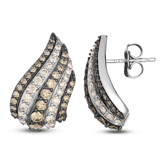 Le Vian Diamond Curved Stud Earrings 1-1/4 ct tw 14K Vanilla Gold