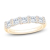 Thumbnail Image 1 of Certified Princess & Round-Cut Diamond Scalloped-Edge Anniversary Ring 1-1/2 ct tw 14K Yellow Gold