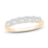 Thumbnail Image 1 of Certified Princess & Round-Cut Diamond Scalloped-Edge Anniversary Ring 1 ct tw 14K Yellow Gold