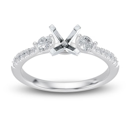 Certified Diamond Three-Stone Engagement Ring Setting 1/3 ct tw 14K White Gold