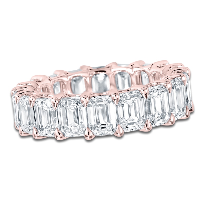 Main Image 1 of Certified Emerald-Cut Diamond Eternity Band 7-5/8 to 9-5/8 ct tw 14K Rose Gold