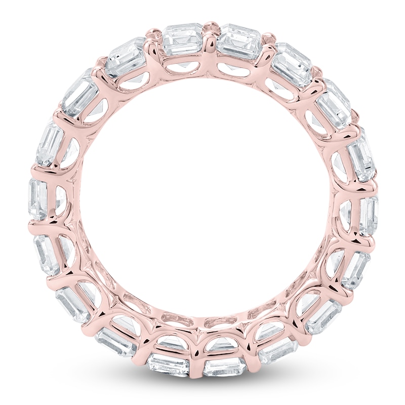 Main Image 2 of Certified Emerald-Cut Diamond Eternity Band 7-5/8 to 9-5/8 ct tw 14K Rose Gold