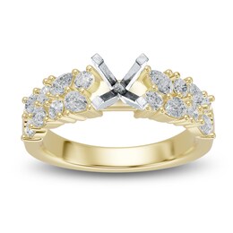 Certified Pear-Shaped & Round-Cut Diamond Two-Row Engagement Ring Setting 1 ct tw 14K Yellow Gold