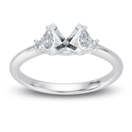 Certified Marquise & Round-Cut Diamond Engagement Ring Setting 1/6 ct tw 14K White Gold