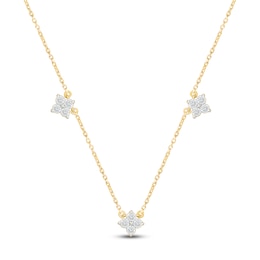 Jared Signature Lab-Grown Diamond Flower Station Necklace 1/2 ct tw 14K Yellow Gold 18"