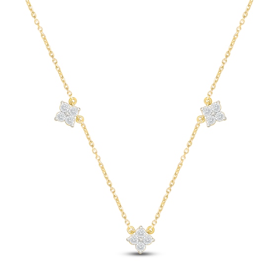 Jared Signature Lab-Grown Diamond Flower Station Necklace 1/2 ct tw 14K Yellow Gold 18"