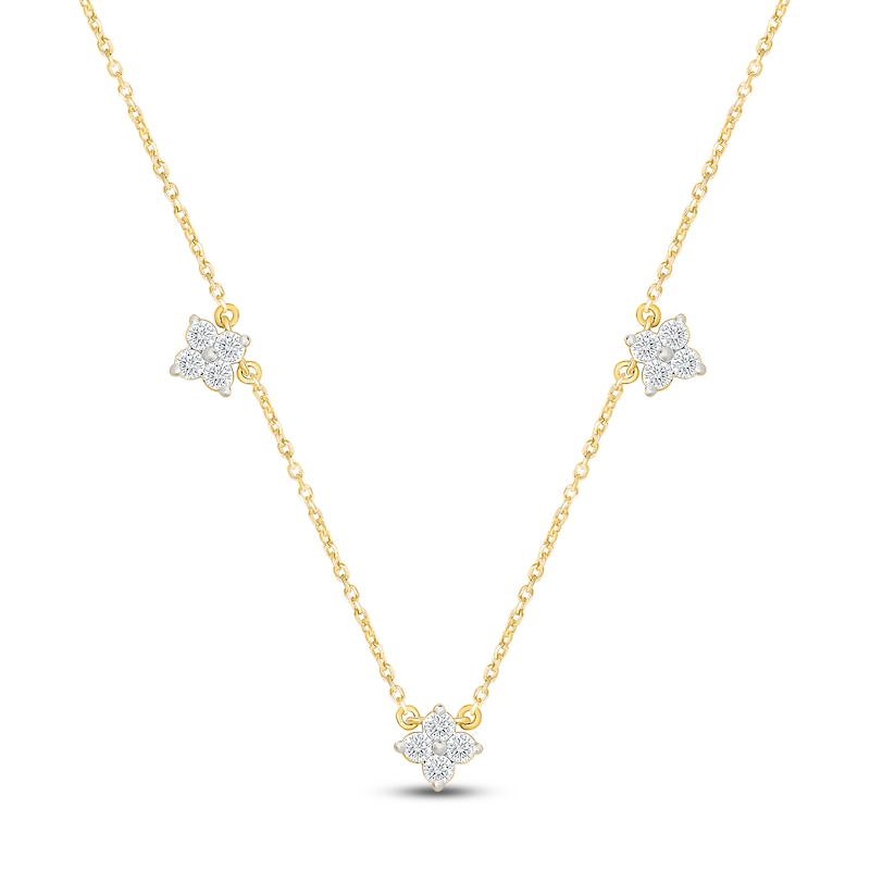 Main Image 1 of Jared Signature Lab-Grown Diamond Flower Station Necklace 1/2 ct tw 14K Yellow Gold 18"