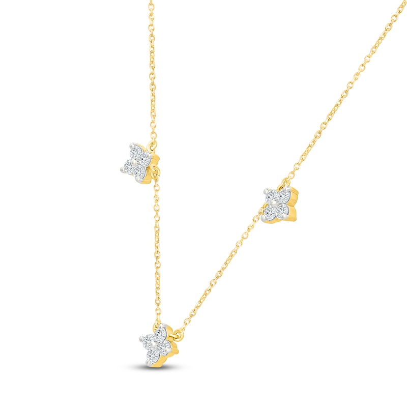 Main Image 2 of Jared Signature Lab-Grown Diamond Flower Station Necklace 1/2 ct tw 14K Yellow Gold 18"