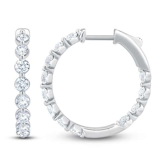 Jared Signature Lab-Grown Diamond Inside-Out Hoop Earrings 2 ct tw 14K White Gold