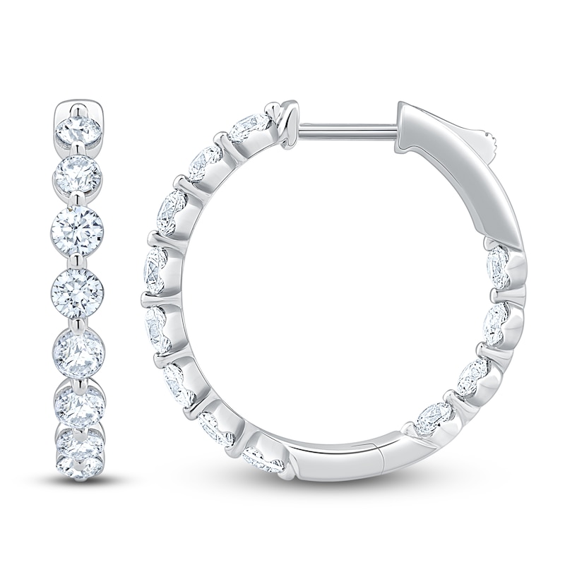 Main Image 1 of Jared Signature Lab-Grown Diamond Inside-Out Hoop Earrings 2 ct tw 14K White Gold