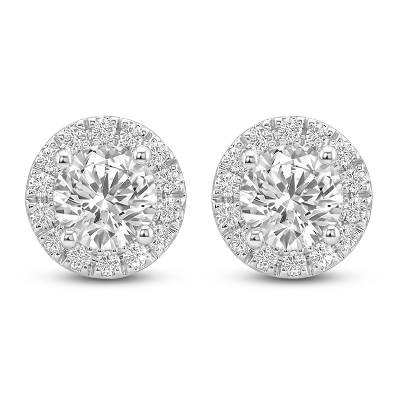 Main Image 1 of Jared Signature Lab-Grown Diamond Halo Stud Earrings 1 ct tw 14K White Gold