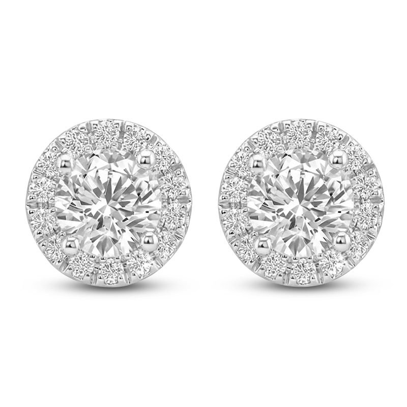 Main Image 2 of Jared Signature Lab-Grown Diamond Halo Stud Earrings 1 ct tw 14K White Gold