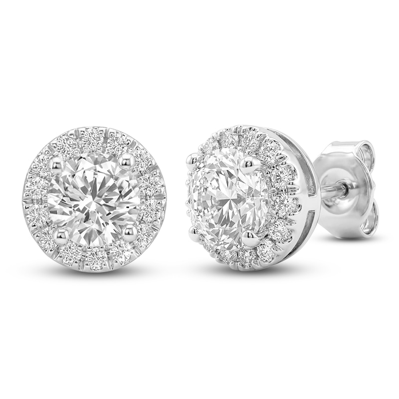 Main Image 3 of Jared Signature Lab-Grown Diamond Halo Stud Earrings 1 ct tw 14K White Gold