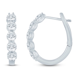 Lab-Grown&nbsp;Diamond Five-Stone U-Hoop Earrings 2 ct tw 14K White Gold