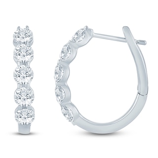 Jared Signature Lab-Grown&nbsp;Diamond Five-Stone U-Hoop Earrings 2 ct tw 14K White Gold