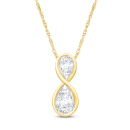 Jared Signature Bezel Collection Pear-Shaped Lab-Grown Diamond Infinity Necklace 3/4 ct tw 14K Yellow Gold 18"