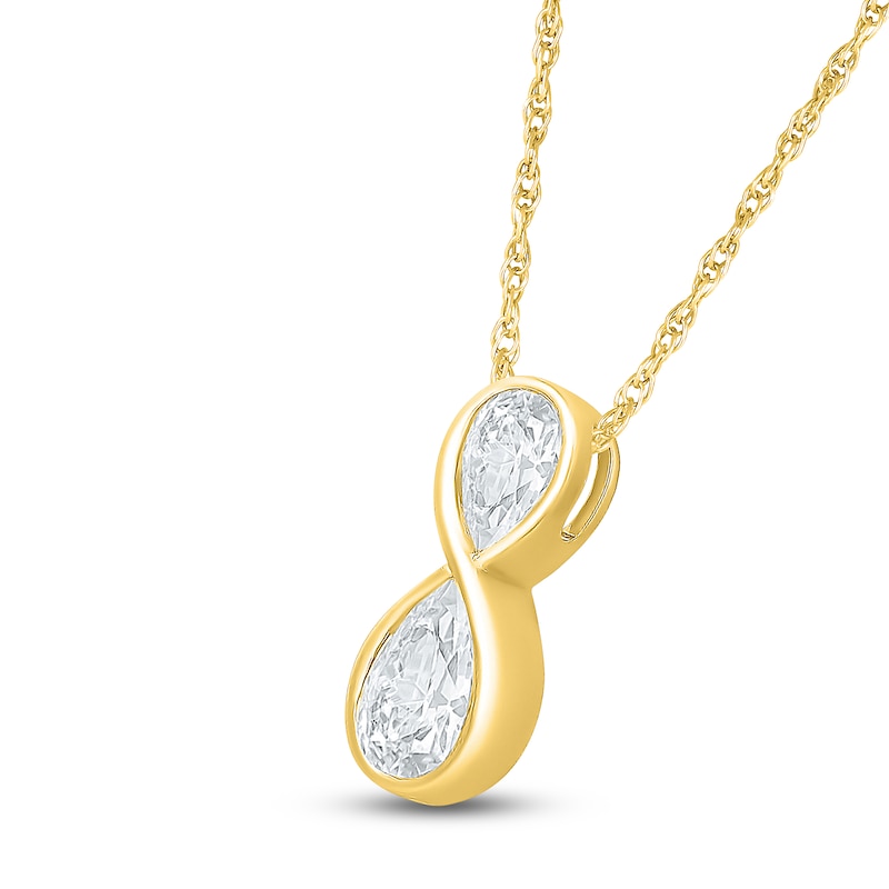 Main Image 2 of Jared Signature Bezel Collection Pear-Shaped Lab-Grown Diamond Infinity Necklace 3/4 ct tw 14K Yellow Gold 18"