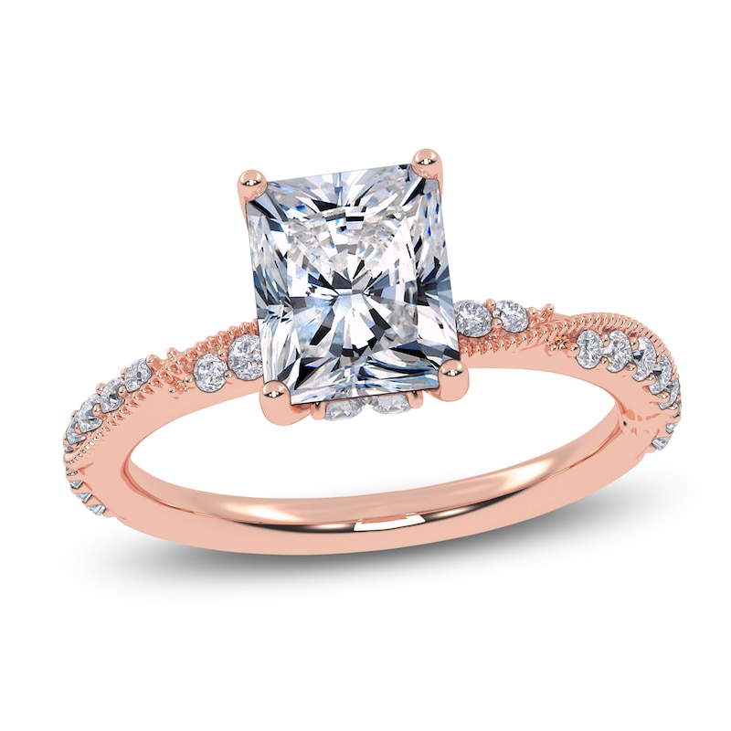 Main Image 1 of Certified Radiant-Cut Lab-Grown Diamond Engagement Ring 1-3/4 ct tw 14K Rose Gold