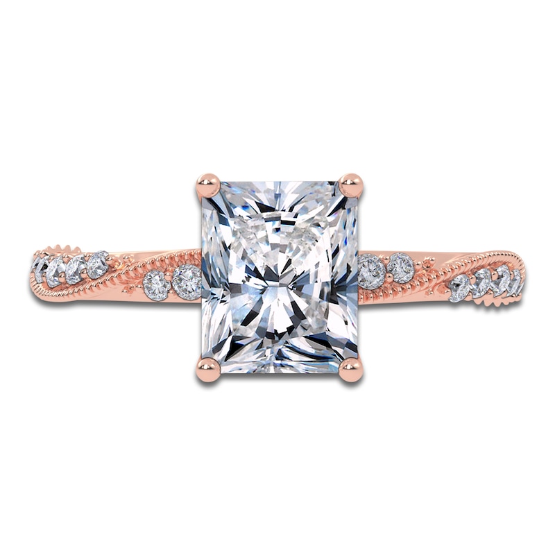 Main Image 3 of Certified Radiant-Cut Lab-Grown Diamond Engagement Ring 1-3/4 ct tw 14K Rose Gold