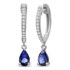 Thumbnail Image 1 of Pear-Shaped Natural Blue Sapphire & Diamond Drop Earrings 1/10 ct tw 10K White Gold