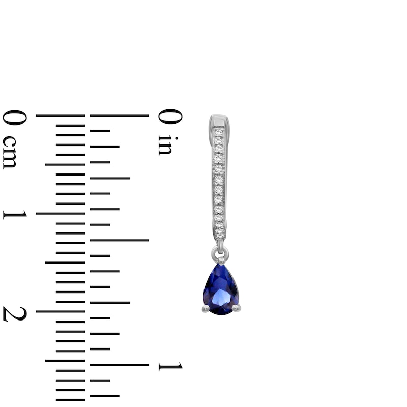 Main Image 3 of Pear-Shaped Natural Blue Sapphire & Diamond Drop Earrings 1/10 ct tw 10K White Gold
