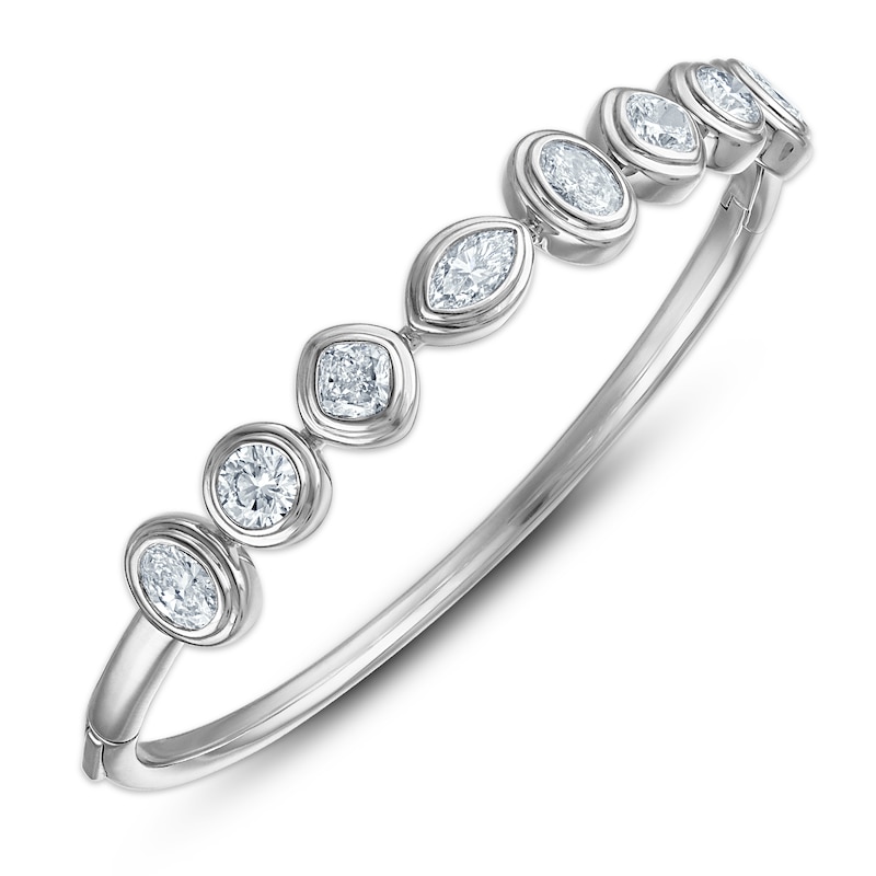 Main Image 2 of Jared Signature Multi-Shape Lab-Grown Diamond Bezel-Set Bangle Bracelet 4 ct tw Sterling Silver