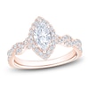 Thumbnail Image 1 of Certified Marquise-Cut Diamond Halo Engagement Ring 1-1/6 ct tw 14K Rose Gold