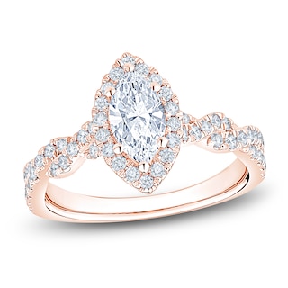 Chosen Certified Marquise-Cut Diamond Halo Engagement Ring 1-1/6 ct tw 14K Rose Gold